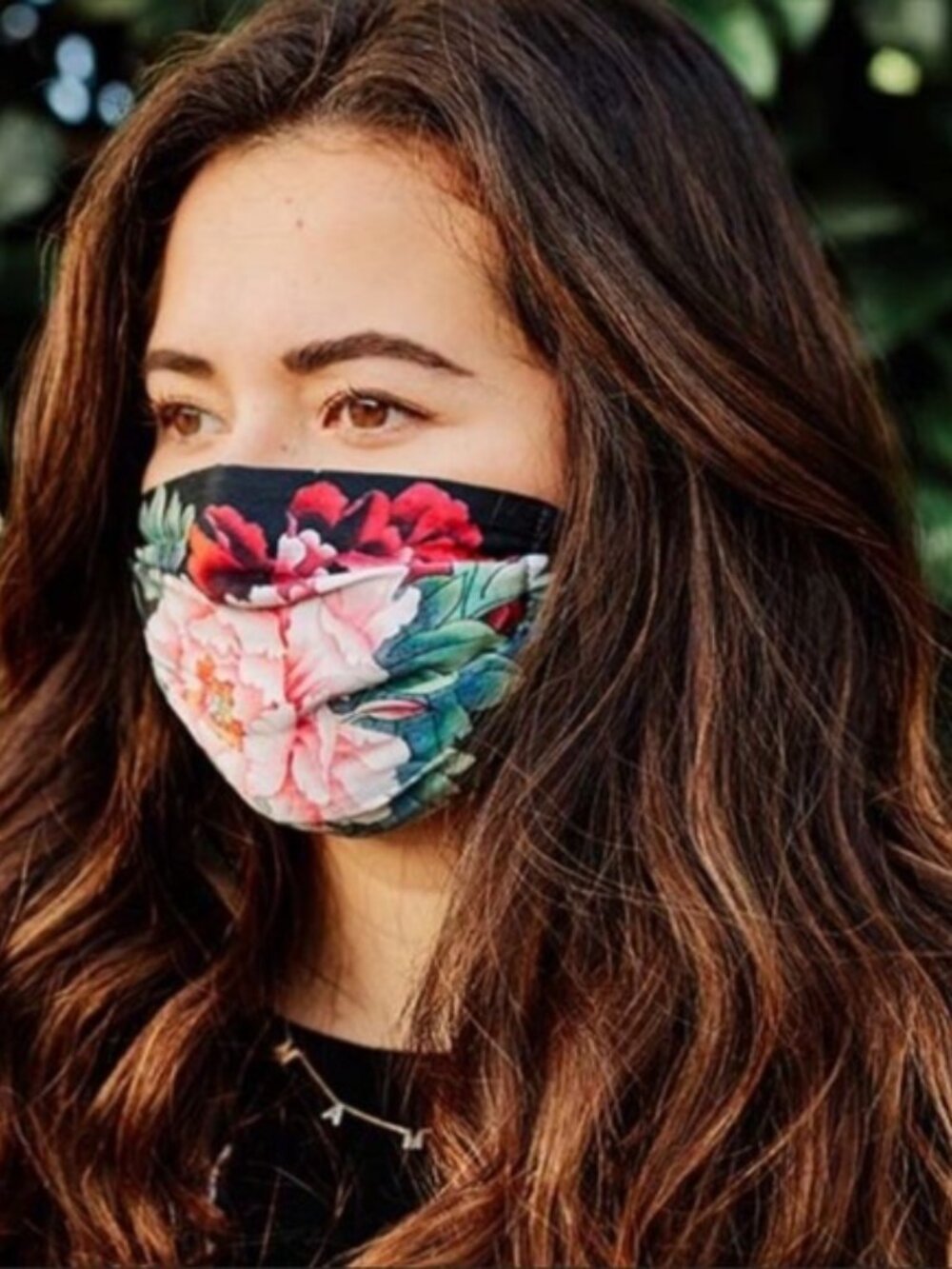 Set of 2 Johnny Was Floral Print Face Mask- Coral Pink & White
